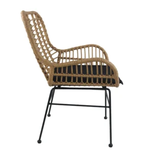 Καρέκλα Κήπου ArteLibre ABUDIUS Φυσικό/Μαύρο Μέταλλο/Rattan 60x60x85cm - Image 3