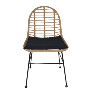 Καρέκλα Κήπου ArteLibre ACCIUS Φυσικό/Μαύρο Μέταλλο/Rattan 49x56x84cm - Image 2