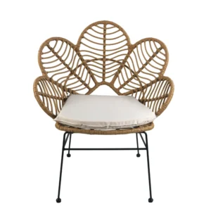 Καρέκλα Κήπου ArteLibre ALFIUS Φυσικό/Μαύρο Μέταλλο/Rattan 72x62x86cm - Image 2