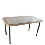 Τραπέζι Κήπου ArteLibre AMPIUS Φυσικό/Μαύρο Μέταλλο/Rattan/Γυαλί 160x90x73cm - Image 2