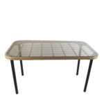 Τραπέζι Κήπου ArteLibre AMPIUS Φυσικό/Μαύρο Μέταλλο/Rattan/Γυαλί 160x90x73cm - Image 3