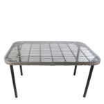 Τραπέζι Κήπου ArteLibre AMPIUS Γκρι/Μαύρο Μέταλλο/Rattan/Γυαλί 160x90x73cm - Image 4
