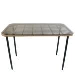 Τραπέζι Κήπου ArteLibre ANNIUS Φυσικό/Μαύρο Μέταλλο/Rattan/Γυαλί 120x70x78cm - Image 3