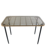 Τραπέζι Κήπου ArteLibre ANNIUS Φυσικό/Μαύρο Μέταλλο/Rattan/Γυαλί 120x70x78cm - Image 4