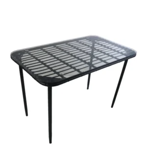 Τραπέζι Κήπου ArteLibre ANNIUS Μαύρο Μέταλλο/Rattan/Γυαλί 120x70x78cm - Image 2