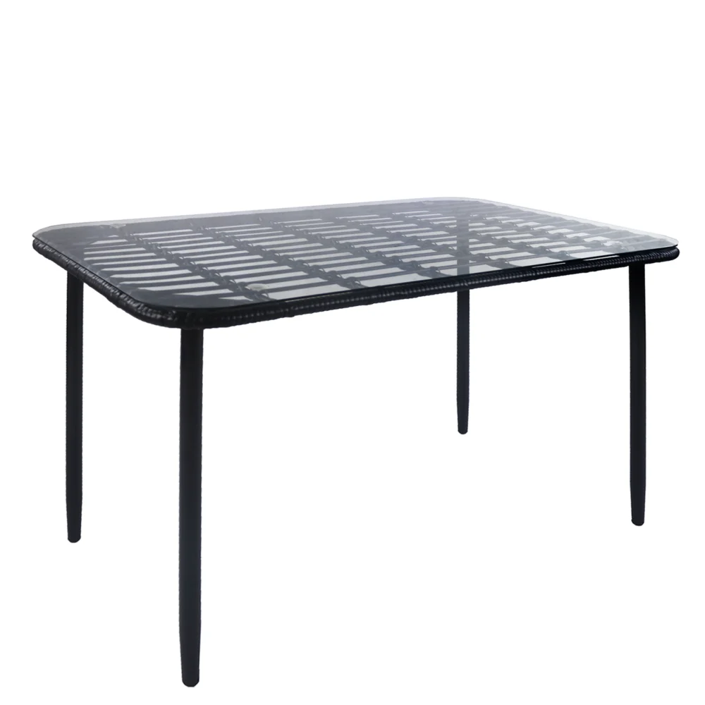 Τραπέζι Κήπου ArteLibre ANNIUS Μαύρο Μέταλλο/Rattan/Γυαλί 120x70x78cm Τραπέζι Κήπου ArteLibre ANNIUS Μαύρο Μέταλλο/Rattan/Γυαλί 120x70x78cm