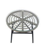 Τραπέζι Κήπου ArteLibre ARELLIUS Γκρι/Μαύρο Μέταλλο/Rattan/Γυαλί 45x45x46cm - Image 2