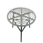 Τραπέζι Κήπου ArteLibre ARELLIUS Γκρι/Μαύρο Μέταλλο/Rattan/Γυαλί 45x45x46cm - Image 3