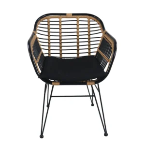 Καρέκλα Κήπου ArteLibre ATINIUS Φυσικό/Μαύρο Μέταλλο/Rattan 58x62x82cm - Image 2