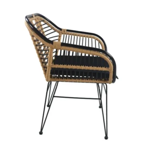 Καρέκλα Κήπου ArteLibre ATINIUS Φυσικό/Μαύρο Μέταλλο/Rattan 58x62x82cm - Image 3