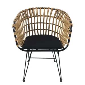Καρέκλα Κήπου ArteLibre AULIUS Φυσικό/Μαύρο Μέταλλο/Rattan 57x60x78.5cm - Image 2