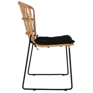 Καρέκλα Κήπου ArteLibre ALFENUS Φυσικό/Μαύρο Rattan/Μέταλλο 50x55x84cm - Image 2