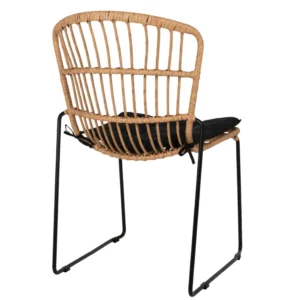 Καρέκλα Κήπου ArteLibre ALFENUS Φυσικό/Μαύρο Rattan/Μέταλλο 50x55x84cm - Image 3