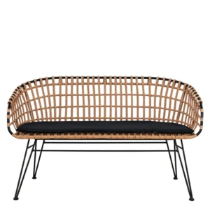 Καναπές Κήπου ArteLibre ARVENIUS Φυσικό/Μαύρο Rattan 124x57x77cm - Image 2