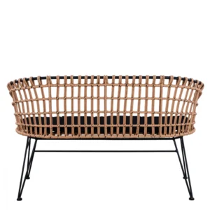 Καναπές Κήπου ArteLibre ARVENIUS Φυσικό/Μαύρο Rattan 124x57x77cm - Image 3
