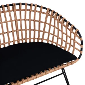 Καναπές Κήπου ArteLibre ARVENIUS Φυσικό/Μαύρο Rattan 124x57x77cm - Image 4
