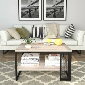 Τραπεζάκι Σαλονιού ArteLibre MELA Sonoma/Μαύρο Μελαμίνη/Μέταλλο 80.2x45x50.2cm - Image 5