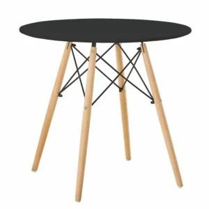 Τραπέζι ArteLibre RAPTOR Μαύρο MDF/Ξύλο Φ80x74cm - Image 2