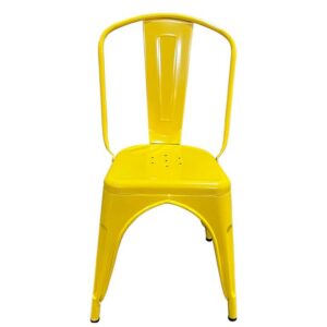 Καρέκλα ArteLibre Βιομηχανικού Τύπου Vintage TOLIKO Κίτρινο Μέταλλο 44x49x84cm - Image 4