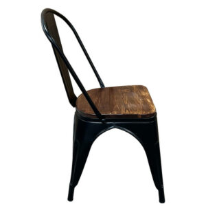 Καρέκλα ArteLibre Βιομηχανικού Τύπου Vintage TOLIKO II Μαύρο Ματ/Καφέ Μέταλλο/Ξύλο 45x53x85cm - Image 2