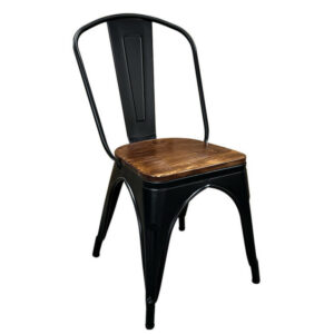 Καρέκλα ArteLibre Βιομηχανικού Τύπου Vintage TOLIKO II Μαύρο Ματ/Καφέ Μέταλλο/Ξύλο 45x53x85cm