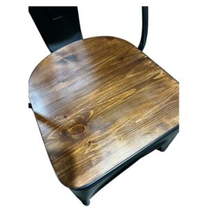 Καρέκλα ArteLibre Βιομηχανικού Τύπου Vintage TOLIKO II Μαύρο Ματ/Καφέ Μέταλλο/Ξύλο 45x53x85cm - Image 5