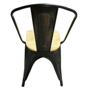 Καρέκλα ArteLibre Βιομηχανικού Τύπου Vintage TOLIKO II Μαύρο Αντικέ/Φυσικό Μέταλλο/Ξύλο 45x53x85cm - Image 3