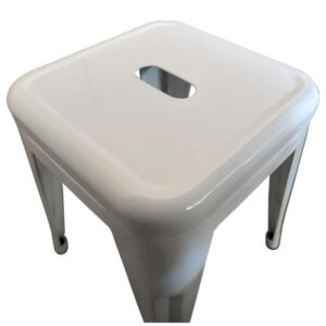 Σκαμπό ArteLibre Βιομηχανικού Τύπου Vintage VELINO Λευκό Μέταλλο 38x38x45cm - Image 2