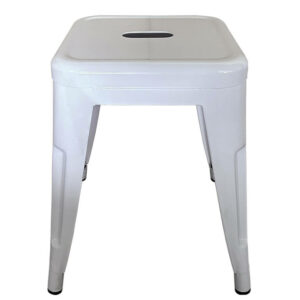 Σκαμπό ArteLibre Βιομηχανικού Τύπου Vintage VELINO Λευκό Μέταλλο 38x38x45cm - Image 3