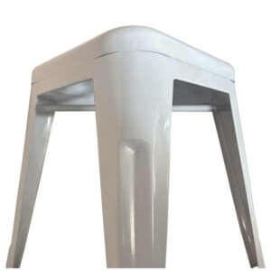 Σκαμπό ArteLibre Βιομηχανικού Τύπου Vintage VELINO Λευκό Μέταλλο 38x38x45cm - Image 4