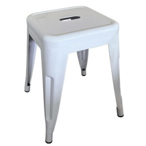 Σκαμπό ArteLibre Βιομηχανικού Τύπου Vintage VELINO Λευκό Μέταλλο 38x38x45cm