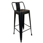 Σκαμπό Bar ArteLibre Βιομηχανικού Τύπου Vintage MOLERO Μαύρο Ματ Μέταλλο 43x43x94cm