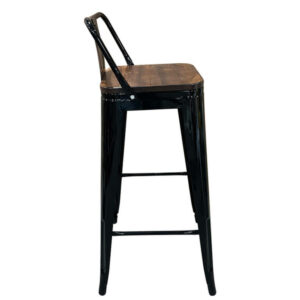 Σκαμπό Bar ArteLibre Βιομηχανικού Τύπου Vintage MOLERO II Μαύρο/Καφέ Μέταλλο/Ξύλο 44x44x94cm - Image 2