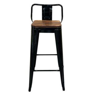 Σκαμπό Bar ArteLibre Βιομηχανικού Τύπου Vintage MOLERO II Μαύρο/Καφέ Μέταλλο/Ξύλο 44x44x94cm - Image 4