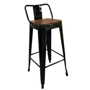Σκαμπό Bar ArteLibre Βιομηχανικού Τύπου Vintage MOLERO II Μαύρο/Καφέ Μέταλλο/Ξύλο 44x44x94cm