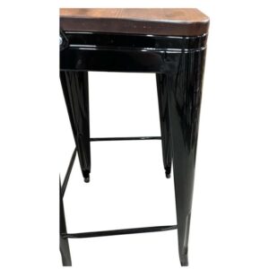 Σκαμπό Bar ArteLibre Βιομηχανικού Τύπου Vintage MOLERO II Μαύρο/Καφέ Μέταλλο/Ξύλο 44x44x94cm - Image 7