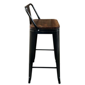 Σκαμπό Bar ArteLibre Βιομηχανικού Τύπου Vintage MOLERO II Μαύρο Αντικέ/Καφέ Μέταλλο/Ξύλο 44x44x94cm - Image 2