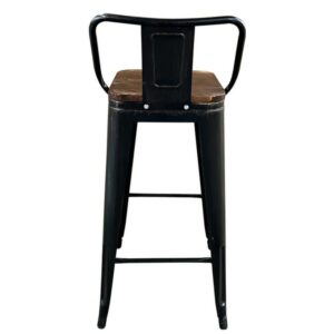 Σκαμπό Bar ArteLibre Βιομηχανικού Τύπου Vintage MOLERO II Μαύρο Αντικέ/Καφέ Μέταλλο/Ξύλο 44x44x94cm - Image 3