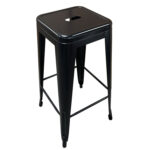 Σκαμπό Bar ArteLibre Βιομηχανικού Τύπου Vintage SILANO Μαύρο Ματ Μέταλλο 42x42x76cm - Image 2