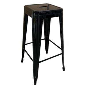 Σκαμπό Bar ArteLibre Βιομηχανικού Τύπου Vintage SILANO Μαύρο Μέταλλο 42x42x76cm - Image 2