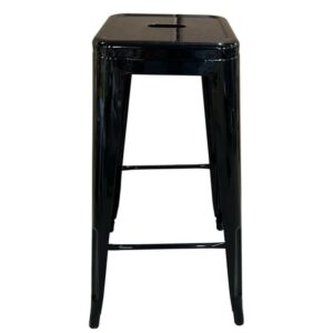 Σκαμπό Bar ArteLibre Βιομηχανικού Τύπου Vintage SILANO Μαύρο Μέταλλο 42x42x76cm - Image 3