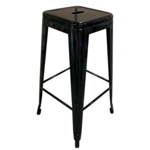 Σκαμπό Bar ArteLibre Βιομηχανικού Τύπου Vintage SILANO Μαύρο Μέταλλο 42x42x76cm