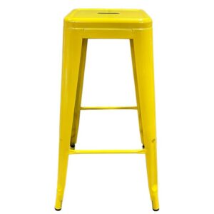 Σκαμπό Bar ArteLibre Βιομηχανικού Τύπου Vintage SILANO Κίτρινο Μέταλλο 42x42x76cm - Image 2