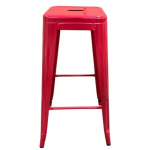 Σκαμπό Bar ArteLibre Βιομηχανικού Τύπου Vintage SILANO Κόκκινο Μέταλλο 42x42x76cm - Image 2