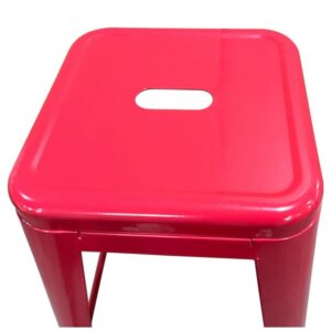 Σκαμπό Bar ArteLibre Βιομηχανικού Τύπου Vintage SILANO Κόκκινο Μέταλλο 42x42x76cm - Image 3