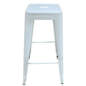 Σκαμπό Bar ArteLibre Βιομηχανικού Τύπου Vintage SILANO Λευκό Μέταλλο 42x42x76cm - Image 2