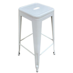 Σκαμπό Bar ArteLibre Βιομηχανικού Τύπου Vintage SILANO Λευκό Μέταλλο 42x42x76cm - Image 3