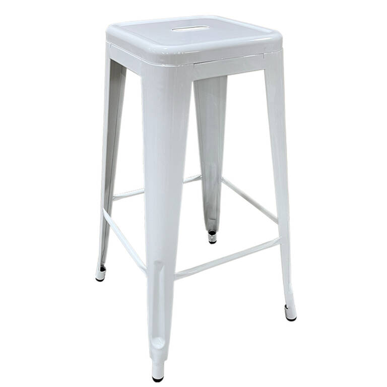 Σκαμπό Bar ArteLibre Βιομηχανικού Τύπου Vintage SILANO Λευκό Μέταλλο 42x42x76cm