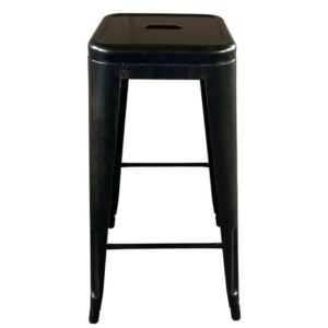 Σκαμπό Bar ArteLibre Βιομηχανικού Τύπου Vintage SILANO Μαύρο Αντικέ Μέταλλο 42x42x76cm - Image 2