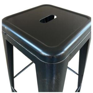 Σκαμπό Bar ArteLibre Βιομηχανικού Τύπου Vintage SILANO Μαύρο Αντικέ Μέταλλο 42x42x76cm - Image 3